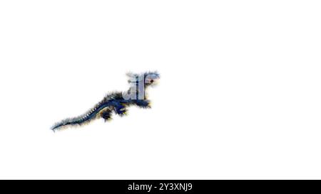 Dragon de cheveux de fourrure 3D sur blanc bg 3d rendu Banque D'Images