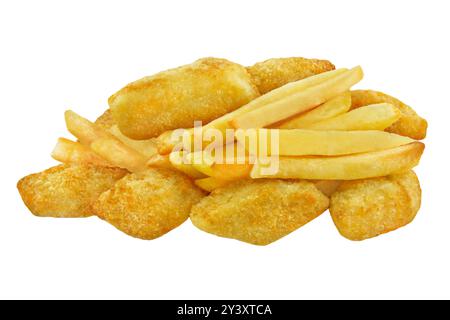 Fish and Chips isolé sur fond blanc Banque D'Images