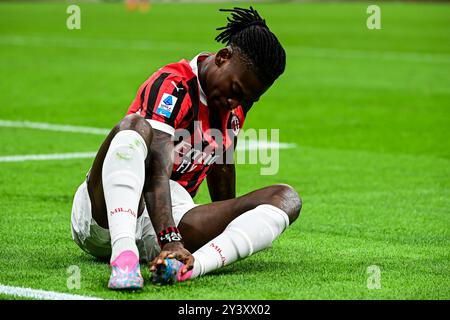 Rafael Leao, attaquant portugais n°10 de l'AC Milan, réagit lors du match de football italien Serie A entre l'AC Milan et Venezia au stade San Siro de Milan, Italie, le 14 septembre 2024 crédit : Piero Cruciatti/Alamy Live News Banque D'Images