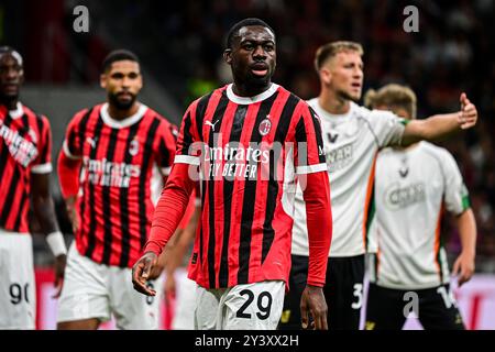 Milieu de terrain français #29 Youssouf Fofana lors du match de football italien Serie A entre l'AC Milan et Venezia au stade San Siro de Milan, Italie, le 14 septembre 2024 crédit : Piero Cruciatti/Alamy Live News Banque D'Images