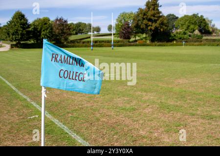 Fondée par Prince Albert Framlingham College est une école secondaire payante Suffolk avec un bâtiment historique et des terrains de jeu en gazon naturel Banque D'Images