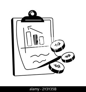 Analyse commerciale, budgétisation et gestion financière, vecteur d'icône de rapport financier Illustration de Vecteur