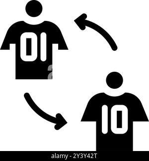 Icône commutateur de glyphe ou joueurs de substitution dans le jeu de football. Football, sport, stratégie. Fichier modifiable Illustration de Vecteur