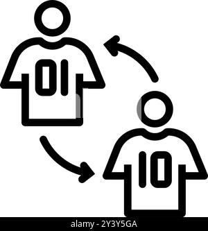 Commutateur de ligne d'icône ou joueurs de substitution dans un match de football. Football, sport, stratégie. Fichier modifiable Illustration de Vecteur