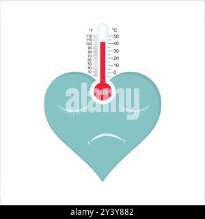 Fièvre dans l'illustration vectorielle de coeur isolé sur fond blanc Illustration de Vecteur