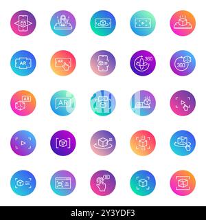 Icônes vectorielles de réalité augmentée et virtuelle Illustration de Vecteur