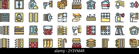 Les travailleurs de la construction isolent la façade d'une maison, en utilisant divers matériaux d'isolation pour améliorer l'efficacité énergétique, réduire la consommation d'énergie et réduire les coûts de chauffage Illustration de Vecteur