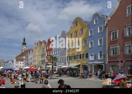 Rangée de maisons baroques tardives sur la place de la haute-ville, Schaerding, basse-Autriche, Autriche, Europe Banque D'Images