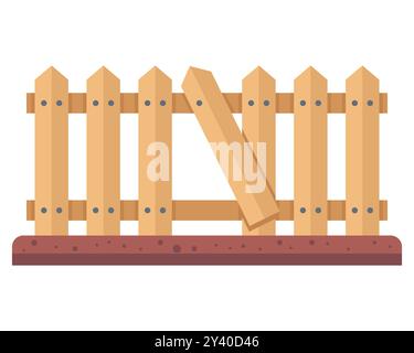 trou dans une clôture en bois. passage secret vers une parcelle privée Illustration de Vecteur