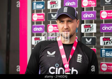 Old Trafford, Manchester, Royaume-Uni. 15 septembre 2024. Présentation du match lors du troisième Vitality T20 International entre l'Angleterre et l'Australie à Emirates Old Trafford, Manchester le dimanche 15 septembre 2024. (Photo : Mike Morese | mi News) crédit : MI News & Sport /Alamy Live News Banque D'Images