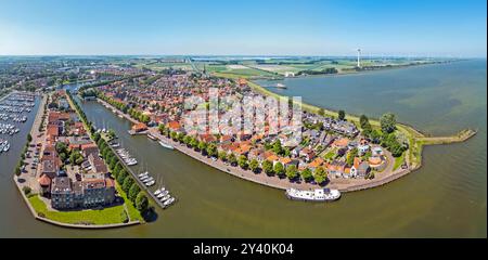 Panorama aérien de la ville historique de Medemblik aux pays-Bas Banque D'Images