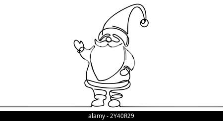 Dessin de gnome de Noël par une ligne continue, illustration vectorielle. Illustration de Vecteur