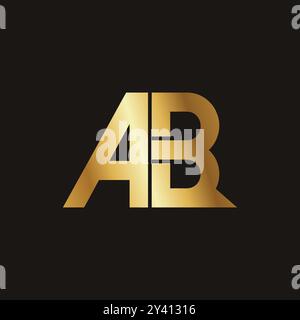 Logo AB avec dégradé de couleur dorée Illustration de Vecteur