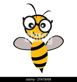 Belle conception simple d'une abeille jaune et noire de dessin animé sur un fond blanc eps 10 Illustration de Vecteur