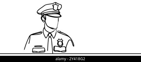 Officier de police dessin continu d'une ligne Illustration de Vecteur