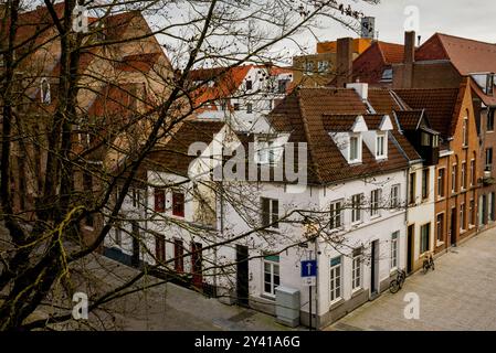 Rues tranquilles de Bruges, Belgique. Banque D'Images