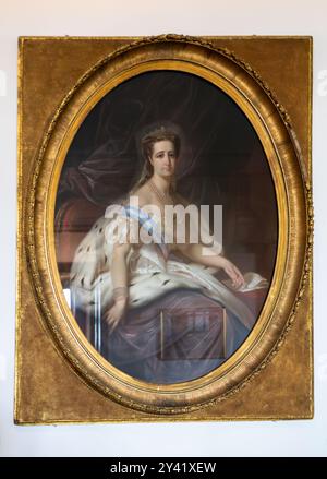 Farnborough Hill, ancienne demeure de l'impératrice Eugénie, veuve de l'empereur Napoléon III, Hampshire, Angleterre, Royaume-Uni. Portrait de l'impératrice Banque D'Images