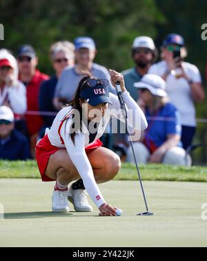 Gainesville, Virginie, États-Unis. 15 septembre 2024. Lors de la Coupe Solheim sur le terrain de golf Robert Trent Jones à Gainesville, Virginie. Justin Cooper/CSM/Alamy Live News Banque D'Images