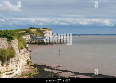 Carrelets traditionnels le long de la falaise de l'océan Atlantique en Charente-maritime, France Banque D'Images