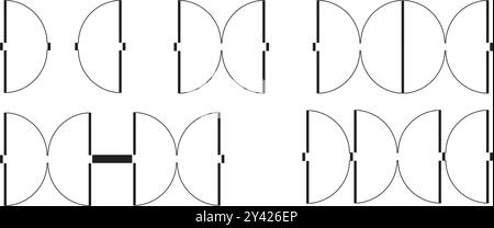 Ensemble d'icônes de plan de porte. Grandes portes dans le bureau ou le département, supermarché ou vue de dessus de sortie. Panneaux d'entrée sur le plan de la surface de vente. Eléments d'architecture pour Illustration de Vecteur