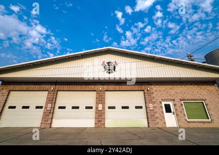 La caserne de pompiers Lincoln Adams pour le district de protection contre les incendies 3 dans le centre-ville d'Odessa, Washington, États-Unis Banque D'Images