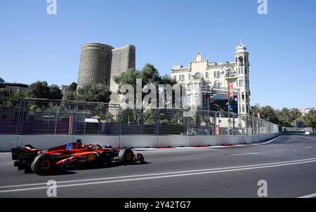 Bakou, Azerbaïdjan. 15 septembre 2024. Charles Leclerc, pilote monégasque de Ferrari, participe au Grand Prix d'Azerbaïdjan de formule 1 à Bakou, Azerbaïdjan, le 15 septembre 2024. Crédit : Tofik Babayev/Xinhua/Alamy Live News Banque D'Images