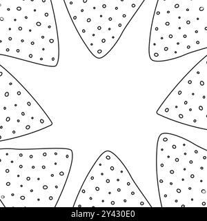 Contour tortilla chips nachos cadre carré abstrait bordure Copier le lettrage de l'espace ou le modèle de cartes. Texture d'arrière-plan décorative isolée. Affiche, dépliant, étiquette, bannière promotionnelle ou illustration vectorielle Web Illustration de Vecteur