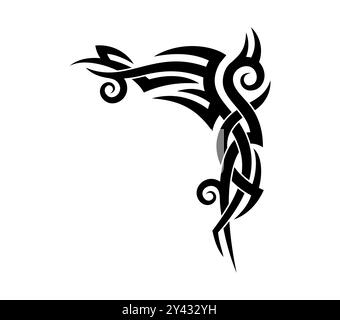 Ornement de tatouage tribal polynésien celtique ou maori et motif hawaïen, conception d'art vectoriel. Tatouage tribal abstrait pour bras de manche avec ornement complexe noir de style maori ou celtique et sigilisme Illustration de Vecteur