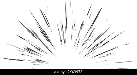 Lignes de vitesse d'explosion. Rafale radiale comique sur fond blanc. Eléments de mouvement de manga vectoriel de rafale. Cadre de super-héros, lueur et rayons de puissance. Étincelles de Illustration de Vecteur