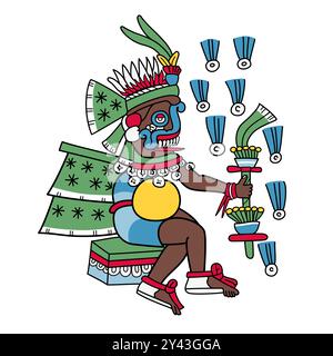 Tlaloc, Dieu aztèque de la foudre, de la pluie et des tremblements de terre, également une divinité de la fertilité terrestre et de l'eau, vénéré comme un donneur de vie et de subsistance. Banque D'Images