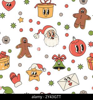 Motif de dessin animé sans couture festif de Noël Illustration de Vecteur