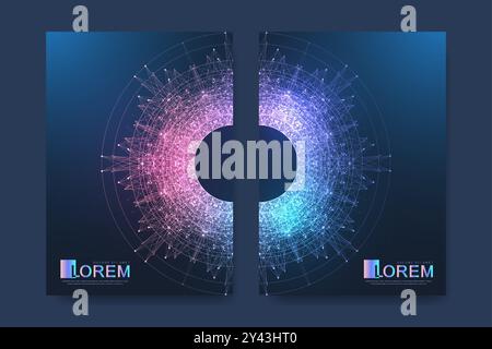 Conception abstraite de modèle de couverture de technologie numérique pour un rapport et brochure, flyer, dépliants, affiche, en-tête, bannière, site web, présentation. Vecteur Illustration de Vecteur