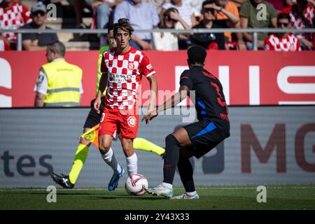 Gérone, Espagne. 15 septembre 2024. Bryan Gil (Girona FC) contrôle le ballon lors d'un match de la Liga EA Sports entre Girona FC et FC Barcelone à l'Estadi Municipal de Montilivi. Girona FC 1 - FC Barcelone 4. Crédit : SOPA images Limited/Alamy Live News Banque D'Images