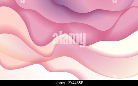 Fond abstrait avec des formes ondulées roses et blanches, créant un design lisse et fluide. L'image a un effet de dégradé doux, défini par rapport à un Illustration de Vecteur