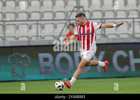 Cracovie, Pologne. 14 septembre 2024. Benjamin Kallman de Cracovie Cracovie vu en action lors du match de football de la Ligue polonaise PKO BP Ekstraklasa 2024/2025 entre Cracovie Cracovie et Pogon Szczecin au stade de Cracovie. Score final ; Cracovia Cracovie 2:1 Pogon Szczecin. (Photo de Grzegorz Wajda/SOPA images/SIPA USA) crédit : SIPA USA/Alamy Live News Banque D'Images