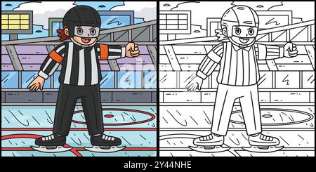 Illustration de coloration de l'arbitre féminin de hockey sur glace Illustration de Vecteur