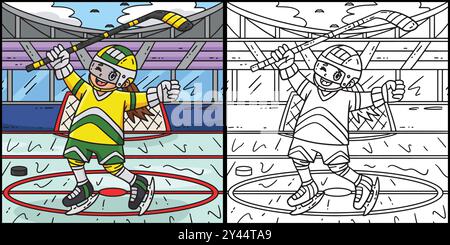 Illustration de saut de joueur féminin de hockey sur glace Illustration de Vecteur