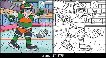 Illustration du joueur de hockey sur glace soulevant les pouces Illustration de Vecteur