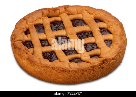 Tarte au chocolat isolée sur blanc avec chemin de découpage inclus Banque D'Images