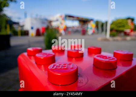 Vue extérieure du bâtiment LEGO House à Billund, Danemark, le 11 septembre 2024. (Photo de Manuel Romano/NurPhoto) Banque D'Images