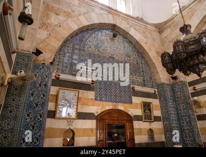 Intérieur, tombe de Saladin, Damas, Syrie Banque D'Images