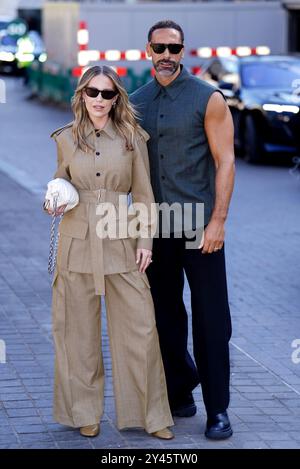 Kate Ferdinand et Rio Ferdinand assistent au salon Burberry sur la rive sud de Londres, pendant la Fashion week de Londres. Date de la photo : lundi 16 septembre 2024. Banque D'Images