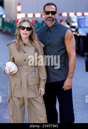 Kate Ferdinand et Rio Ferdinand assistent au salon Burberry sur la rive sud de Londres, pendant la Fashion week de Londres. Date de la photo : lundi 16 septembre 2024. Banque D'Images