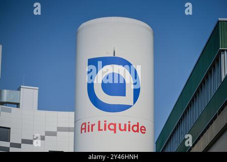 Gasbehälter, Air liquide, Magnusstraße, Adlershof, Treptow-Köpenick, Berlin, Deutschland *** Gas tank, Air liquide, Magnusstraße, Adlershof, Treptow Köpenick, Berlin, Allemagne Banque D'Images