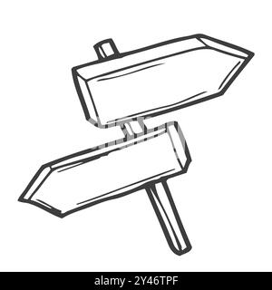 Panneau de direction. Illustration vectorielle dessinée à la main. Illustration de Vecteur