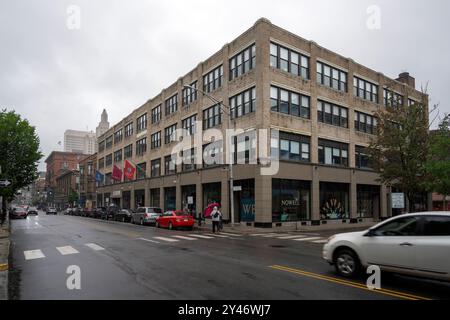 Rhode Island Nurses Institute Middle College Charter High School, 44 Washington Street, Snow Street, dans le centre-ville de Providence, Rhode Island RI, États-Unis. Banque D'Images