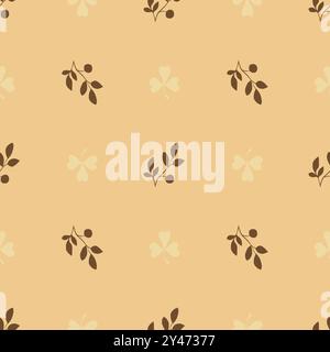 Motif sans couture avec feuilles jaunes et brunes Banque D'Images