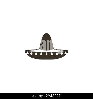 Un attribut du peuple du Mexique est un chapeau et des maracas. Chapeau noir simple dans le vecteur de style mexicain. Illustration de Vecteur