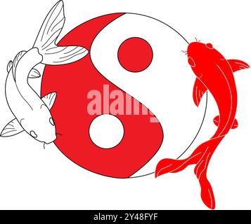 Poissons Koi sous la forme d'un symbole de Yin et Yang vecteur Illustration de Vecteur