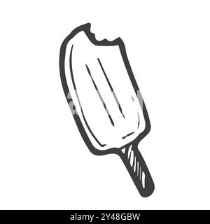 Glace doodle dessinée à la main. Sucette glacée popsicle. Esquisse de dessin animé. Illustration de Vecteur